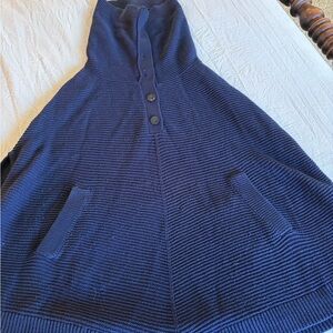 Banana Republic Navy Blue Women's Cotton CoastalGrandma Flowy Classic Poncho